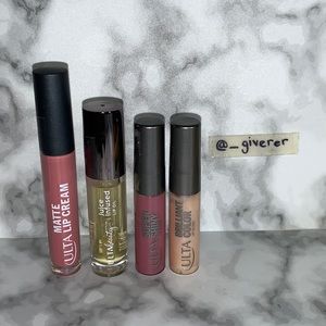 Ulta Lip Bundle 4 Piece Liquid Lipstick, Lip Oil, Lip Gloss